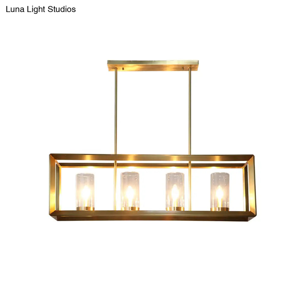 DecorBites™ Colonial Gold Island Ceiling Light with Clear Glass and Metal Cage