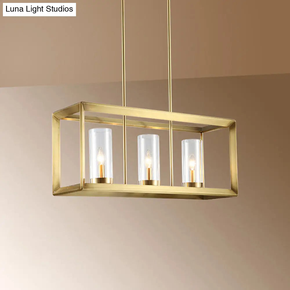 DecorBites™ Colonial Gold Island Ceiling Light with Clear Glass and Metal Cage