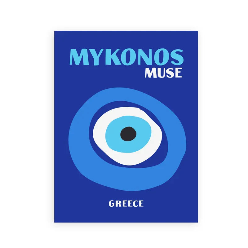 DecorBites™ Colorful Travel Posters - Miami, Ibiza, Mykonos