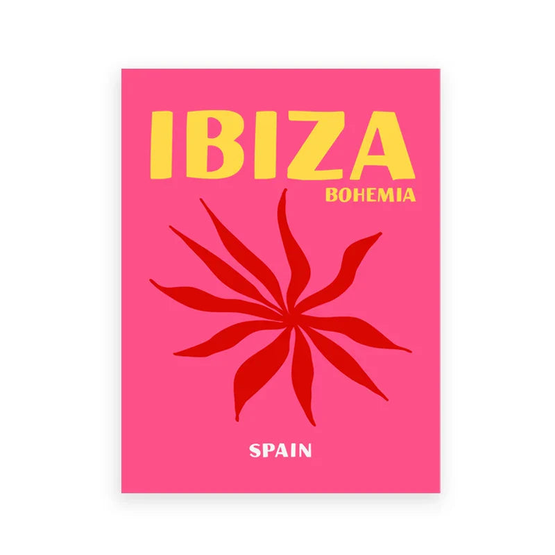 DecorBites™ Colorful Travel Posters - Miami, Ibiza, Mykonos