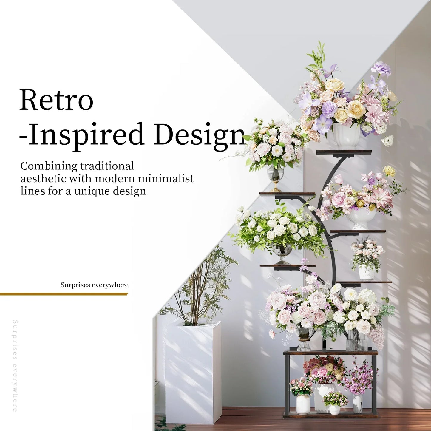 DecorBites™ Compact Tree Design Plant Stand with Multiple Shelves