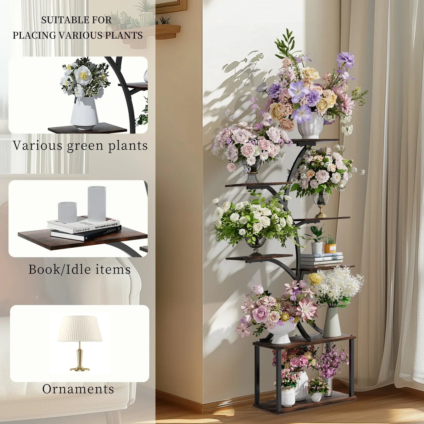 DecorBites™ Compact Tree Design Plant Stand with Multiple Shelves