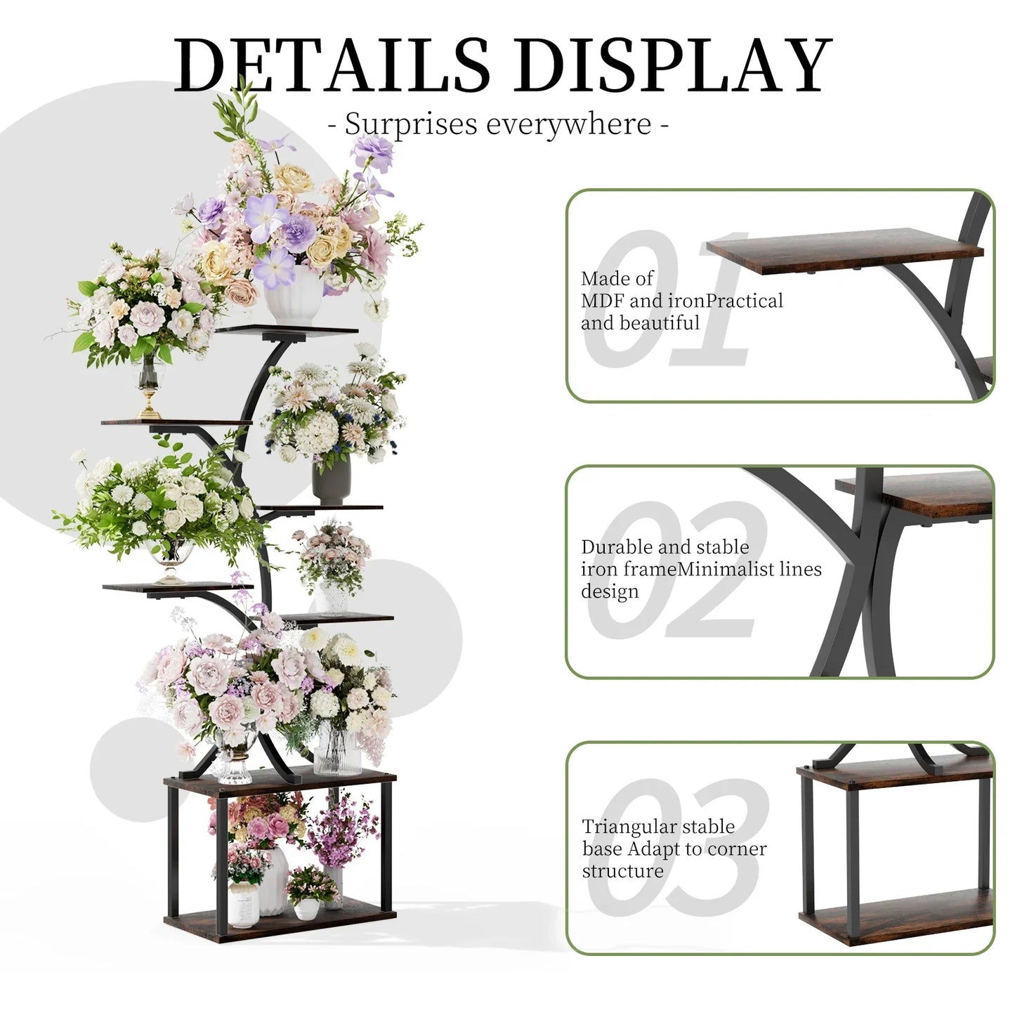 DecorBites™ Compact Tree Design Plant Stand with Multiple Shelves
