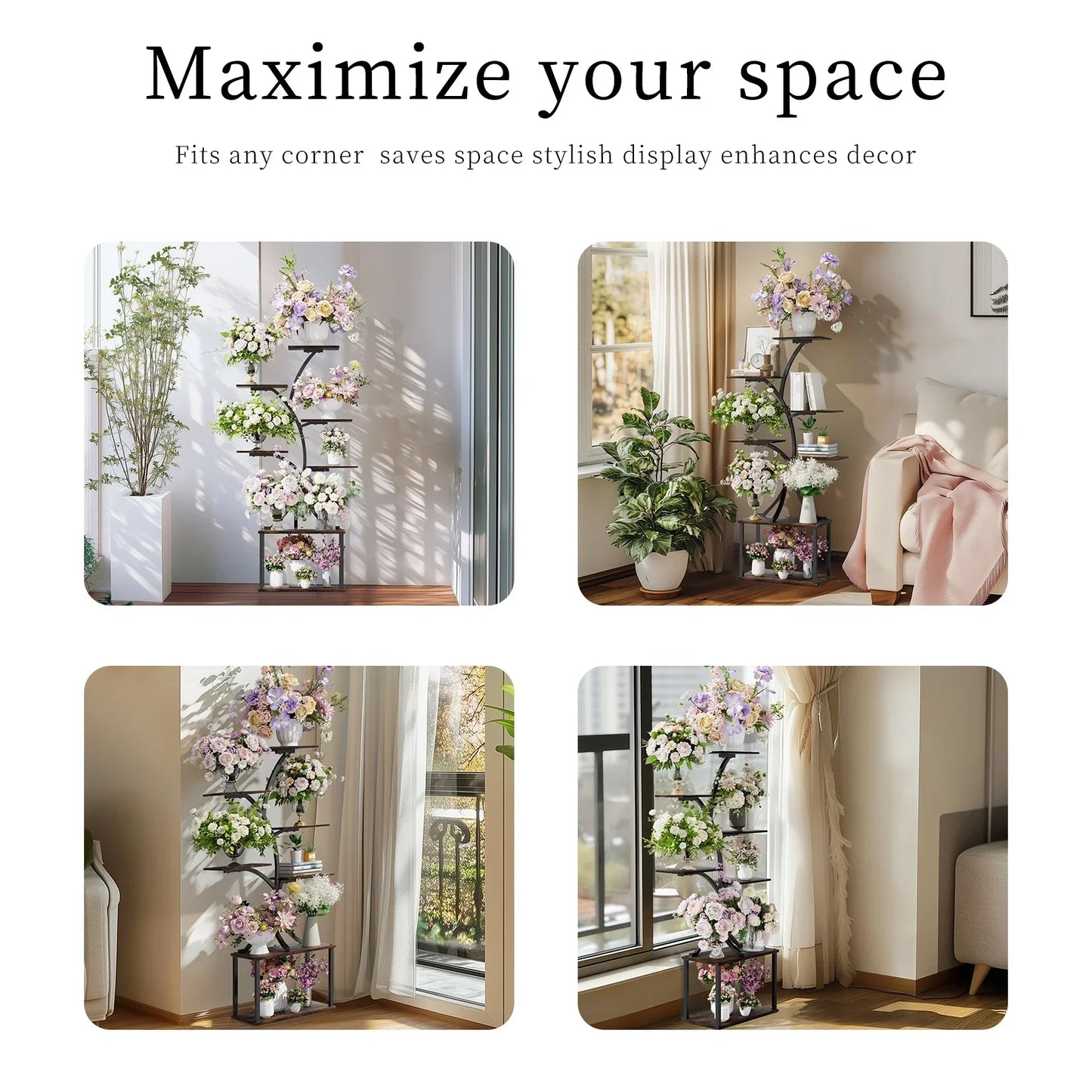 DecorBites™ Compact Tree Design Plant Stand with Multiple Shelves