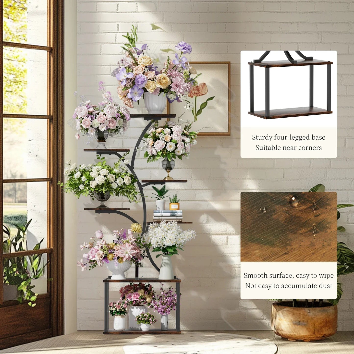 DecorBites™ Compact Tree Design Plant Stand with Multiple Shelves