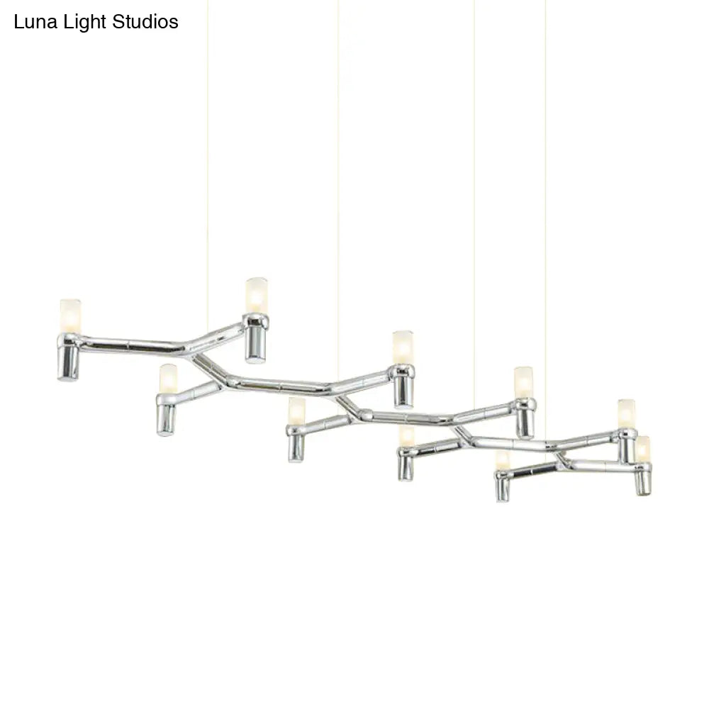 DecorBites™ Contemporary 10-Head Ceiling Pendant with Aluminum Alloy Shade - Black, White, Chrome, or Gold Tube Hanging Light for Island