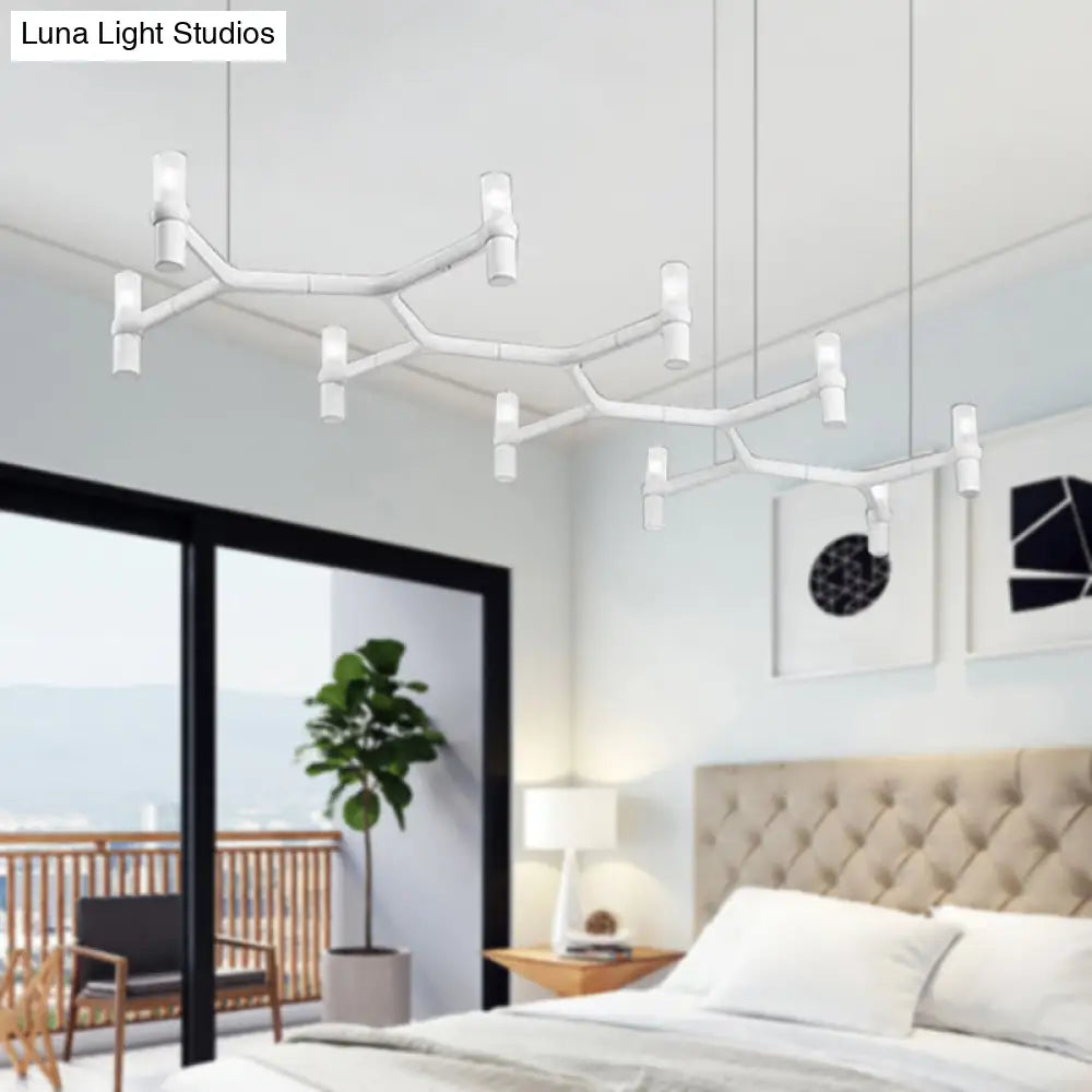 DecorBites™ Contemporary 10-Head Ceiling Pendant with Aluminum Alloy Shade - Black, White, Chrome, or Gold Tube Hanging Light for Island