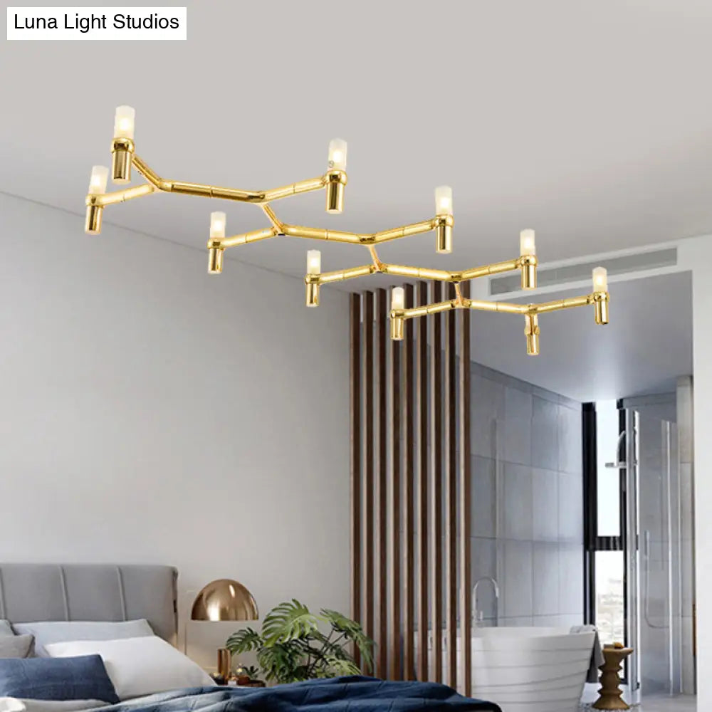 DecorBites™ Contemporary 10-Head Ceiling Pendant with Aluminum Alloy Shade - Black, White, Chrome, or Gold Tube Hanging Light for Island