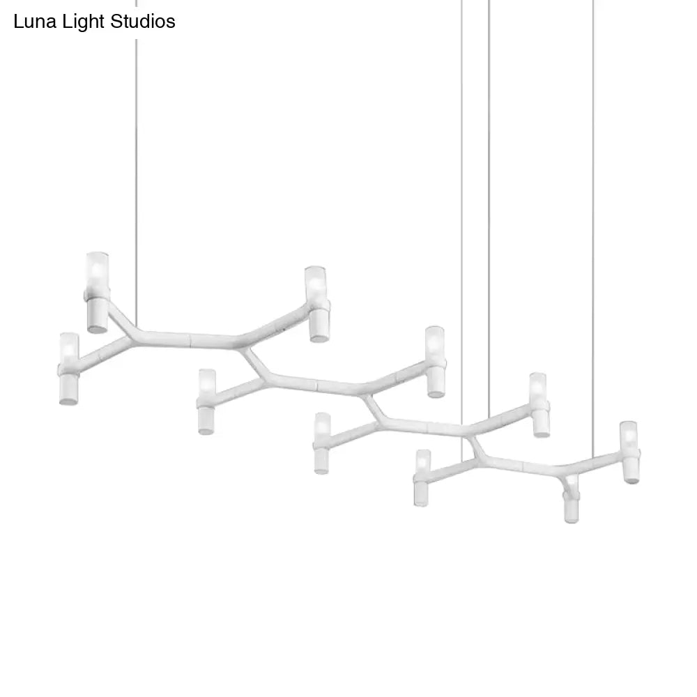 DecorBites™ Contemporary 10-Head Ceiling Pendant with Aluminum Alloy Shade - Black, White, Chrome, or Gold Tube Hanging Light for Island