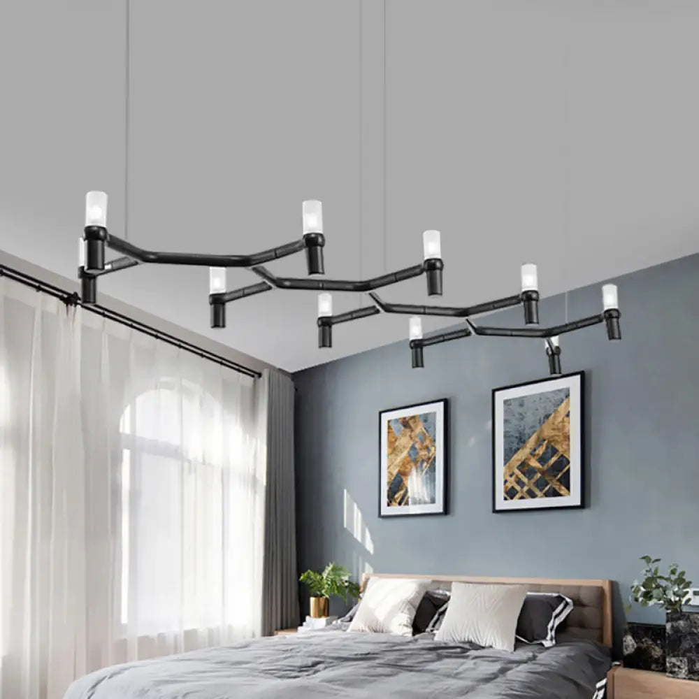DecorBites™ Contemporary 10-Head Ceiling Pendant with Aluminum Alloy Shade - Black, White, Chrome, or Gold Tube Hanging Light for Island