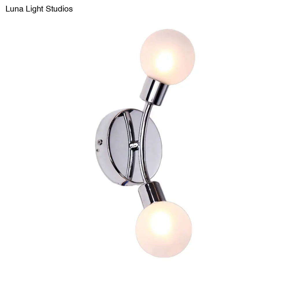 DecorBites™ Contemporary 2-Light Chrome LED Wall Sconce with Global White Glass Fixture