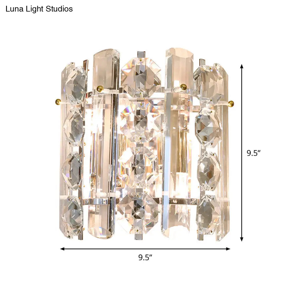 DecorBites™ Contemporary 2-Light Wall Lamp with Crystal Shade for Living Room