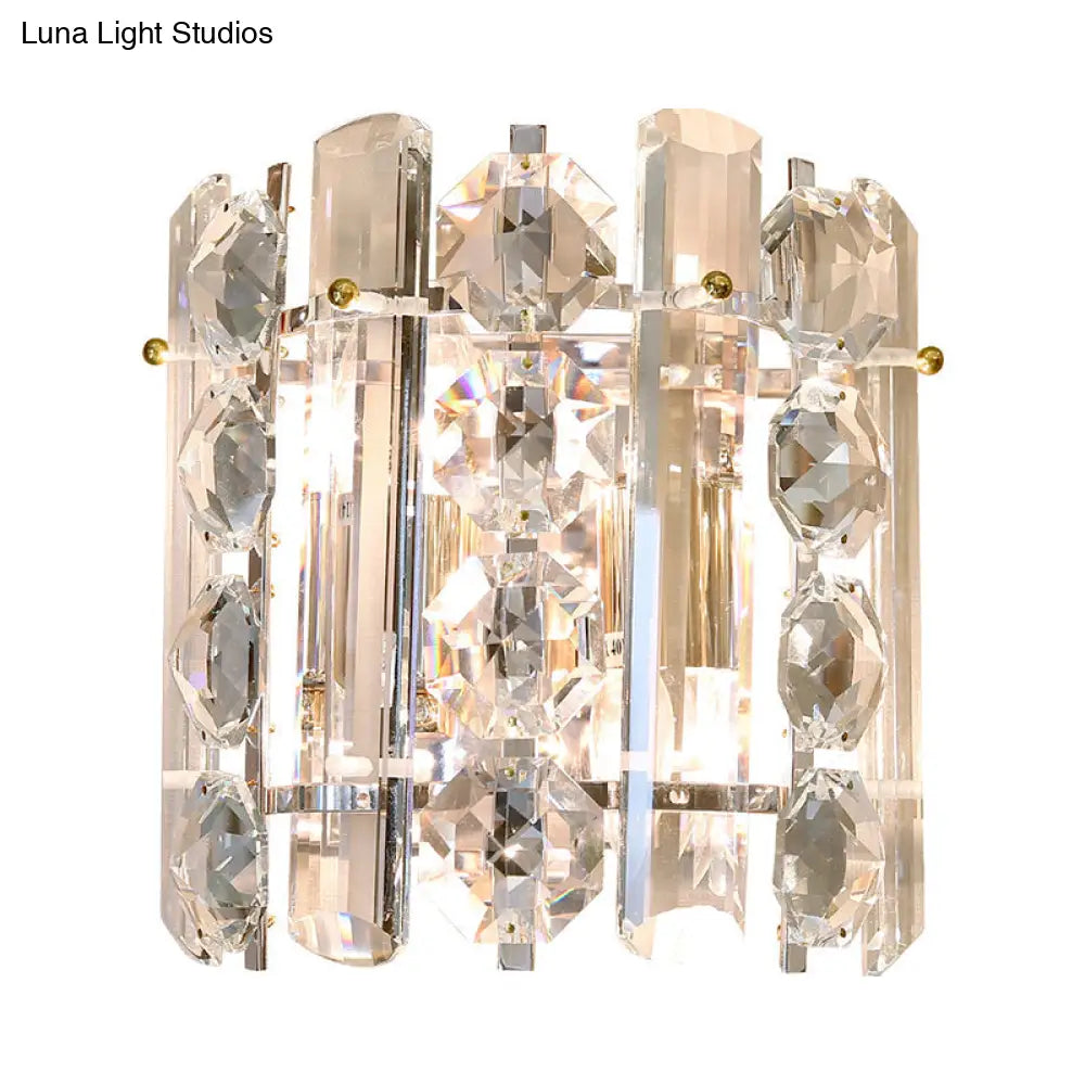 DecorBites™ Contemporary 2-Light Wall Lamp with Crystal Shade for Living Room
