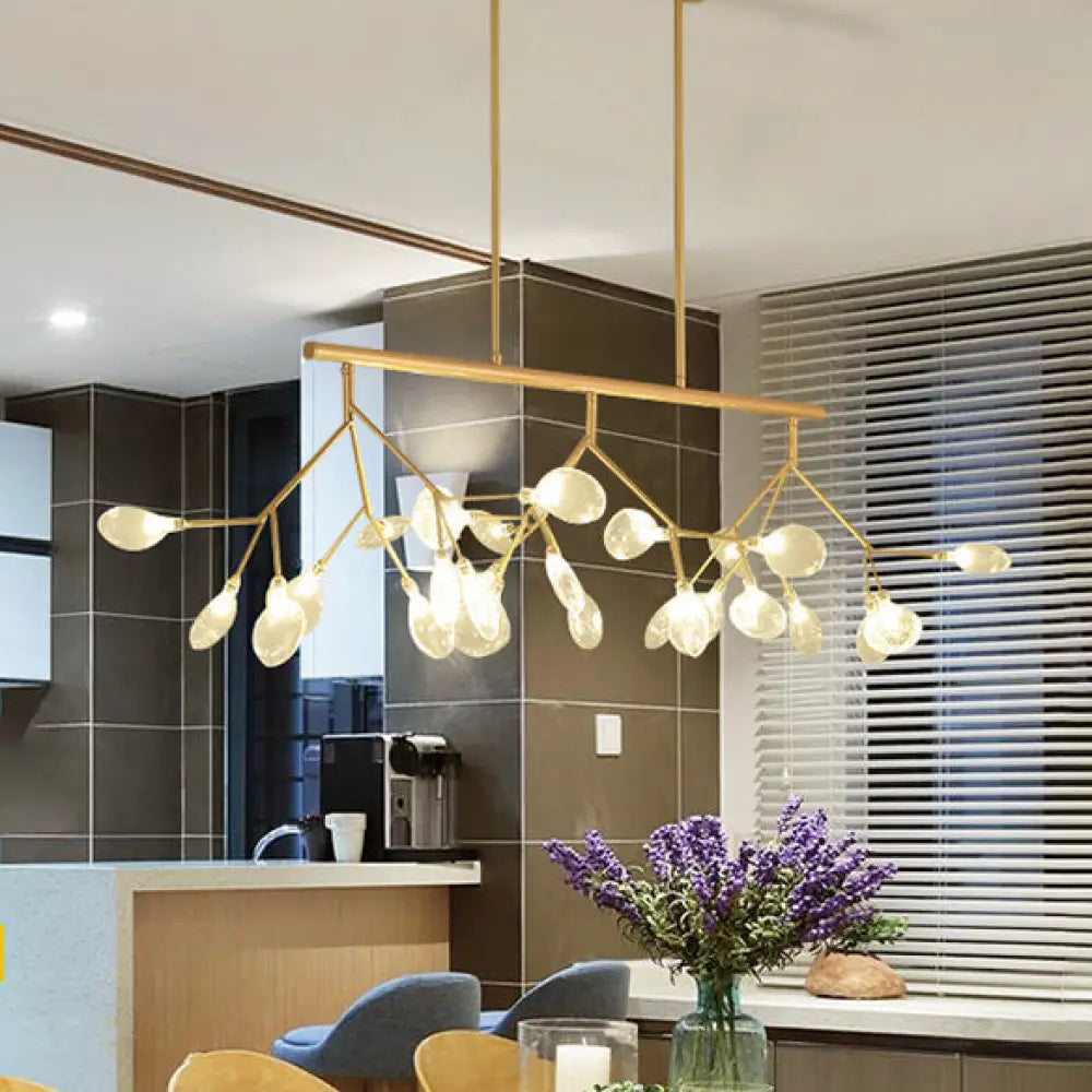 DecorBites™ Contemporary 27-Light Gold/Black Branching Island Ceiling Lamp for Dining Room