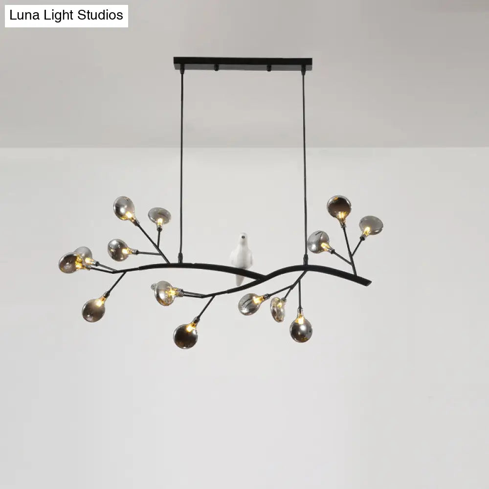DecorBites™ Contemporary Acrylic LED Pendant Light with Bird Decoration - Branch Dining Room Island Lamp Kit