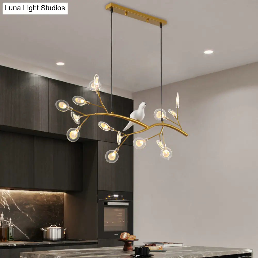 DecorBites™ Contemporary Acrylic LED Pendant Light with Bird Decoration - Branch Dining Room Island Lamp Kit