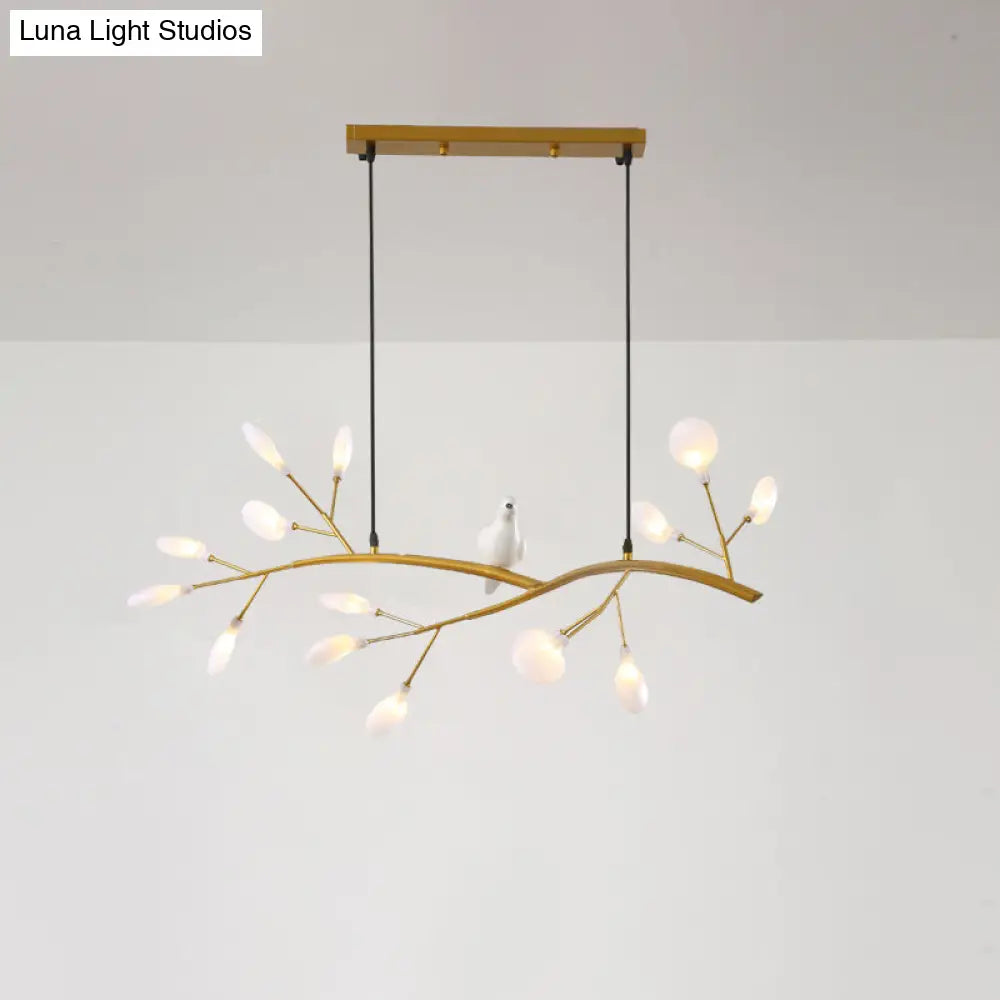 DecorBites™ Contemporary Acrylic LED Pendant Light with Bird Decoration - Branch Dining Room Island Lamp Kit