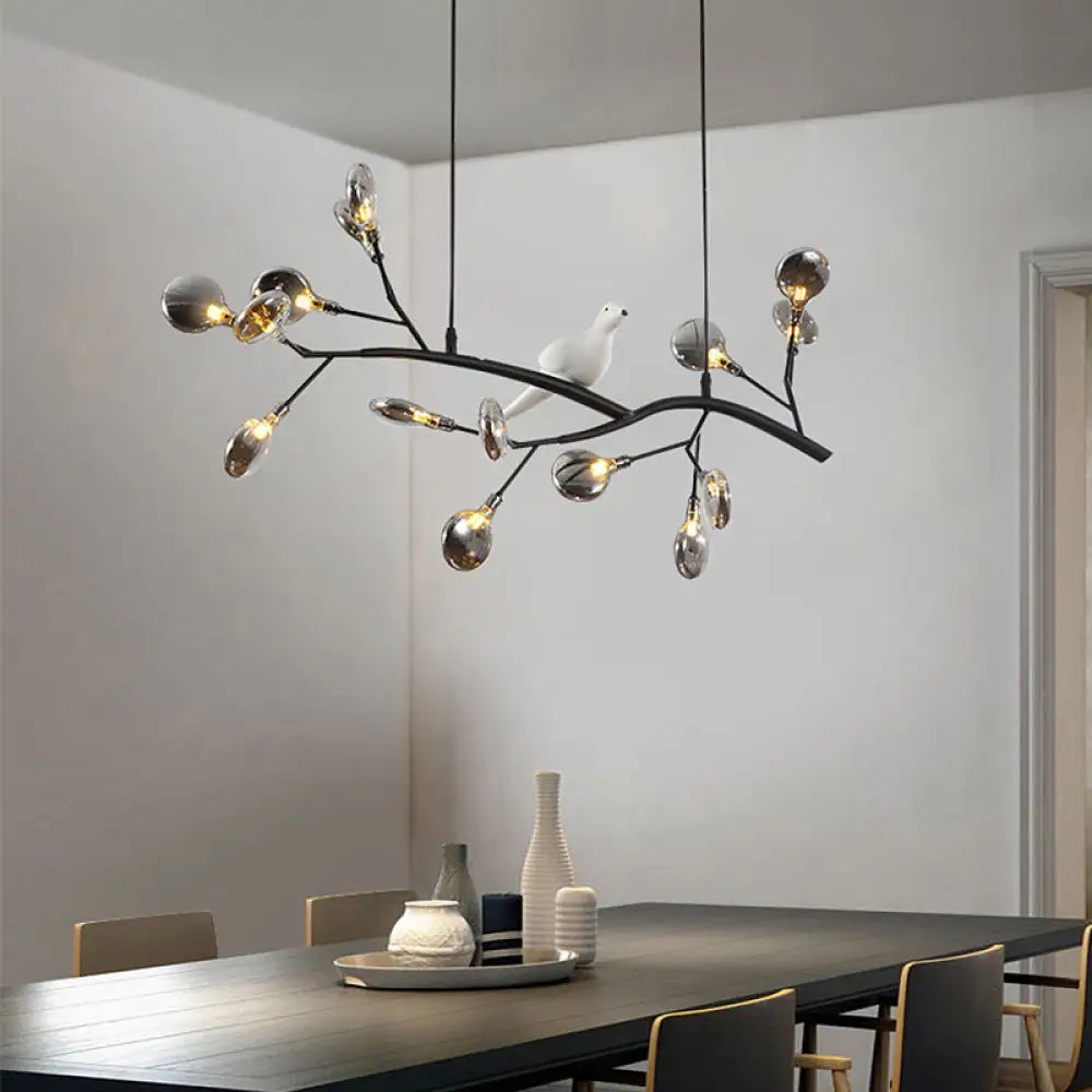 DecorBites™ Contemporary Acrylic LED Pendant Light with Bird Decoration - Branch Dining Room Island Lamp Kit