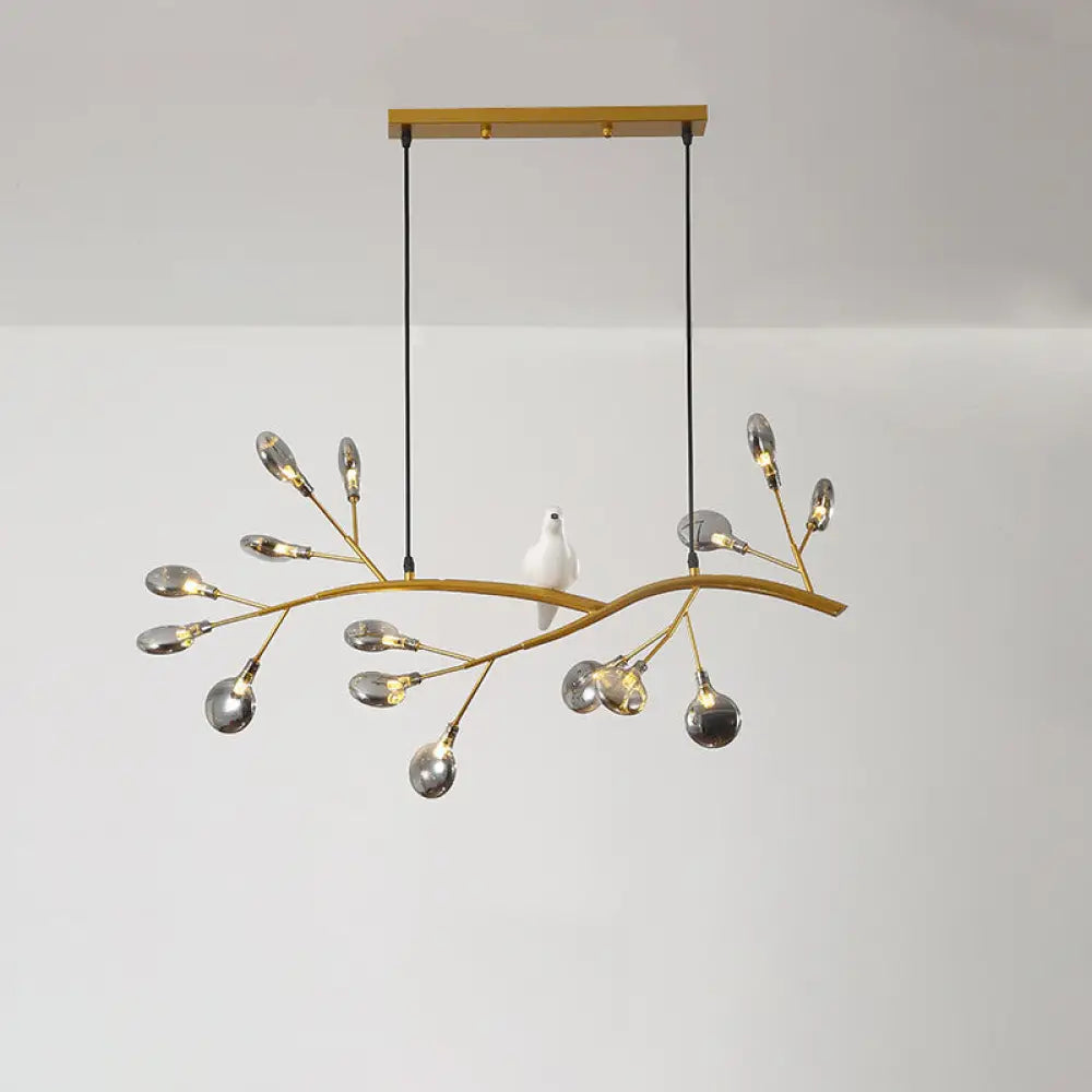 DecorBites™ Contemporary Acrylic LED Pendant Light with Bird Decoration - Branch Dining Room Island Lamp Kit