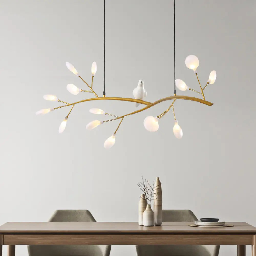 DecorBites™ Contemporary Acrylic LED Pendant Light with Bird Decoration - Branch Dining Room Island Lamp Kit