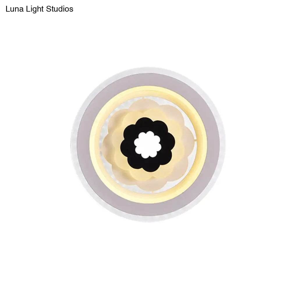 DecorBites™ Contemporary Acrylic Round LED Wall Sconce - White Bedside Lamp Fixture