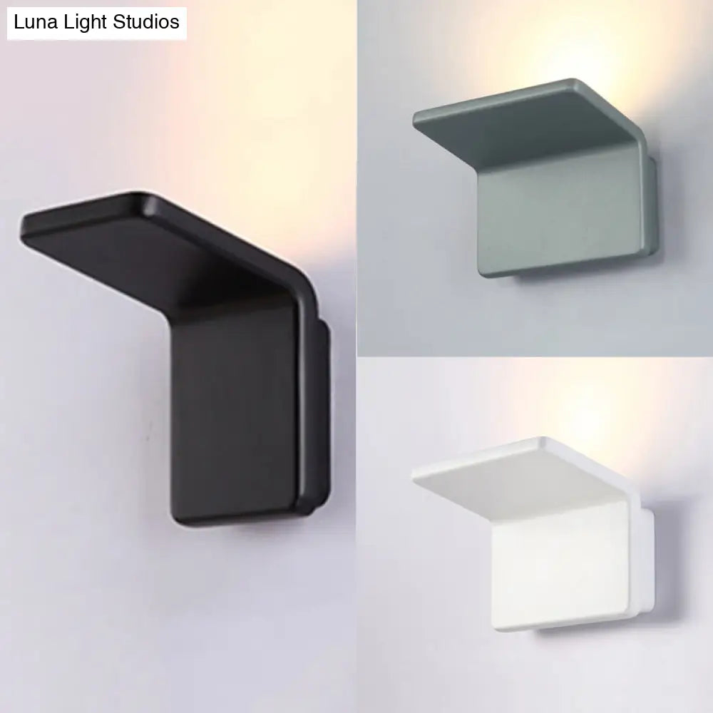 DecorBites™ Contemporary Aluminum LED Wall Lamp - 4"/8" Wide Bend Square Sconce Light Fixture in Black/White