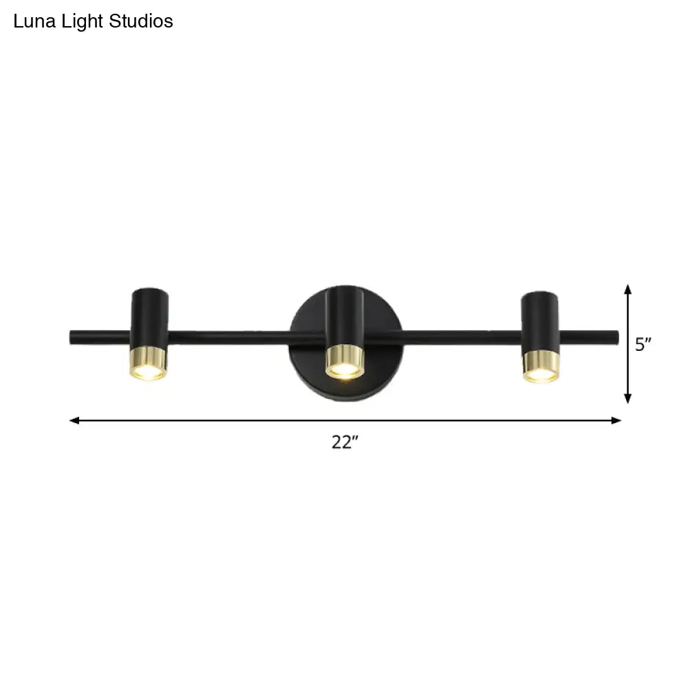 DecorBites™ Contemporary Black Adjustable 3-Bulb Wall Sconce Vanity Light