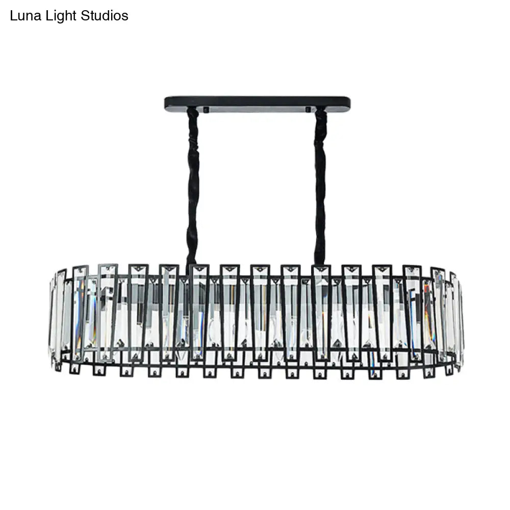 DecorBites™ Contemporary Black Crystal Prism Island Pendant with 6 Heads for Dining Room Lighting