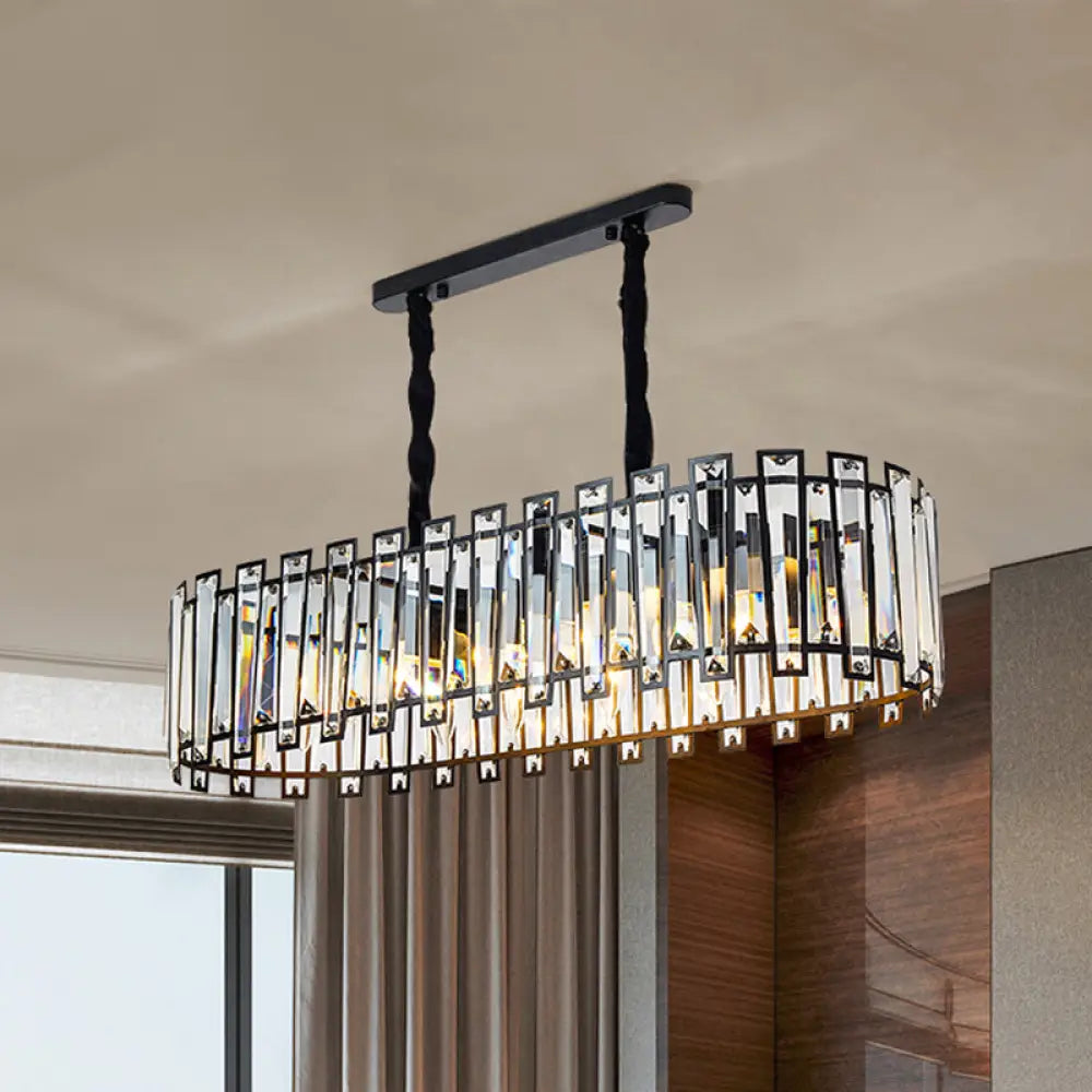 DecorBites™ Contemporary Black Crystal Prism Island Pendant with 6 Heads for Dining Room Lighting