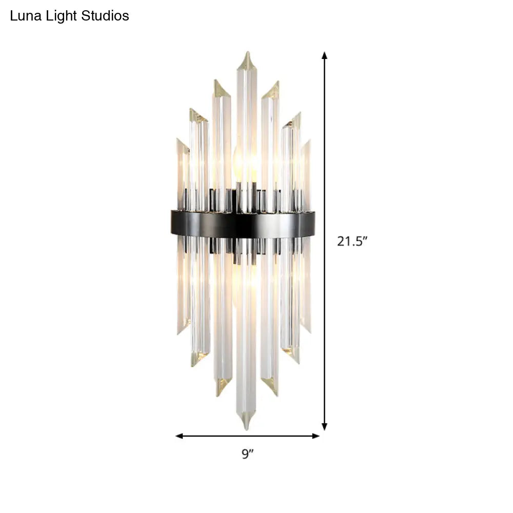 DecorBites™ Contemporary Black Crystal Wall Lamp for Living Room