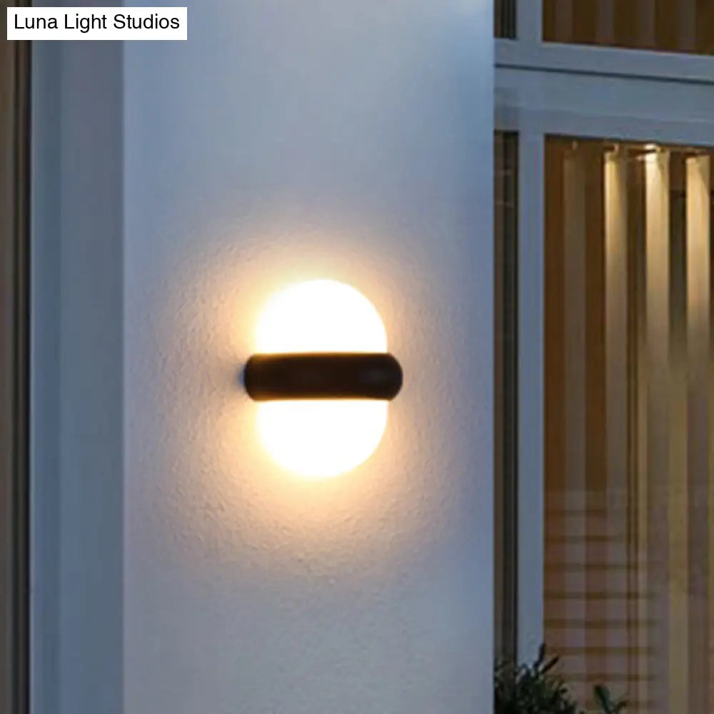 DecorBites™ Contemporary Black Flush Wall Sconce with 1/2-Light for Patio - Plastic Ball