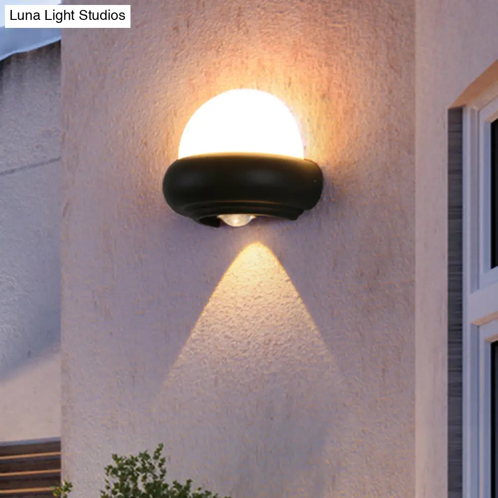 DecorBites™ Contemporary Black Flush Wall Sconce with 1/2-Light for Patio - Plastic Ball