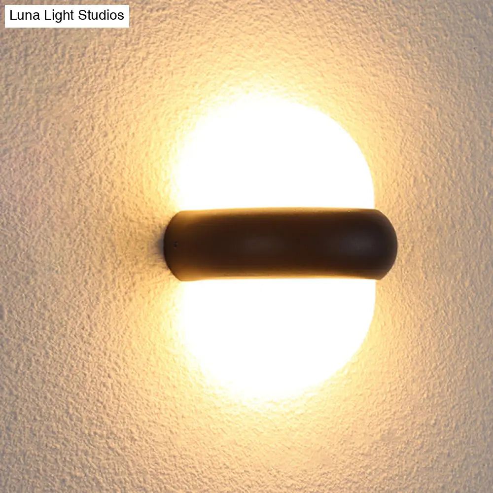 DecorBites™ Contemporary Black Flush Wall Sconce with 1/2-Light for Patio - Plastic Ball