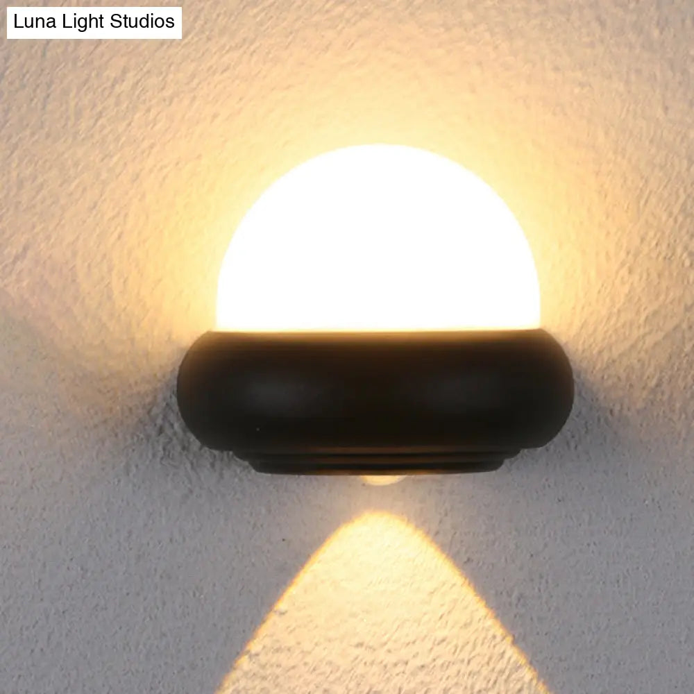 DecorBites™ Contemporary Black Flush Wall Sconce with 1/2-Light for Patio - Plastic Ball