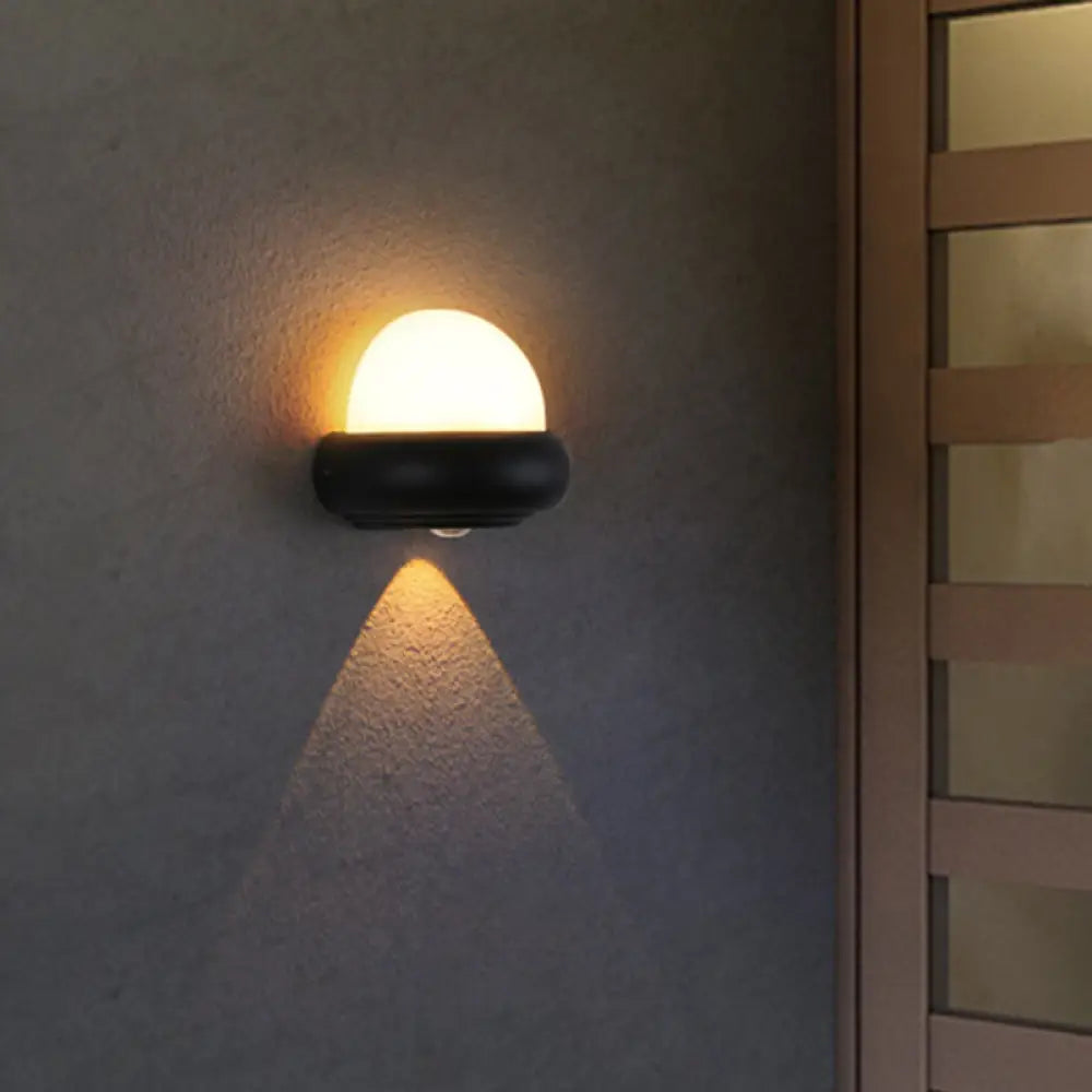 DecorBites™ Contemporary Black Flush Wall Sconce with 1/2-Light for Patio - Plastic Ball