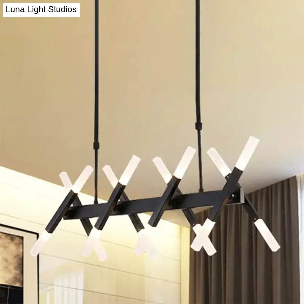 DecorBites™ Contemporary Black/Gold Island Pendant Light with Cross Iron Shade - Perfect for Living Room (16/20-Light)