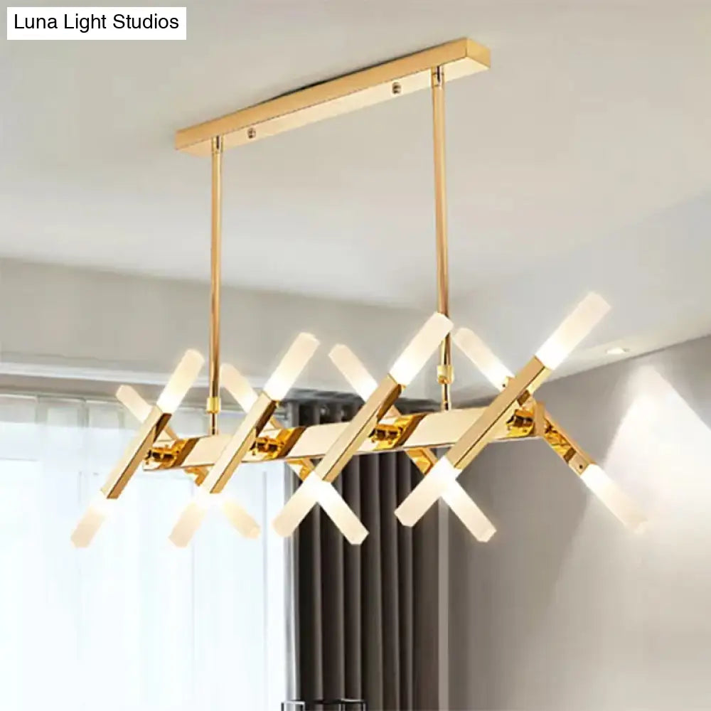 DecorBites™ Contemporary Black/Gold Island Pendant Light with Cross Iron Shade - Perfect for Living Room (16/20-Light)