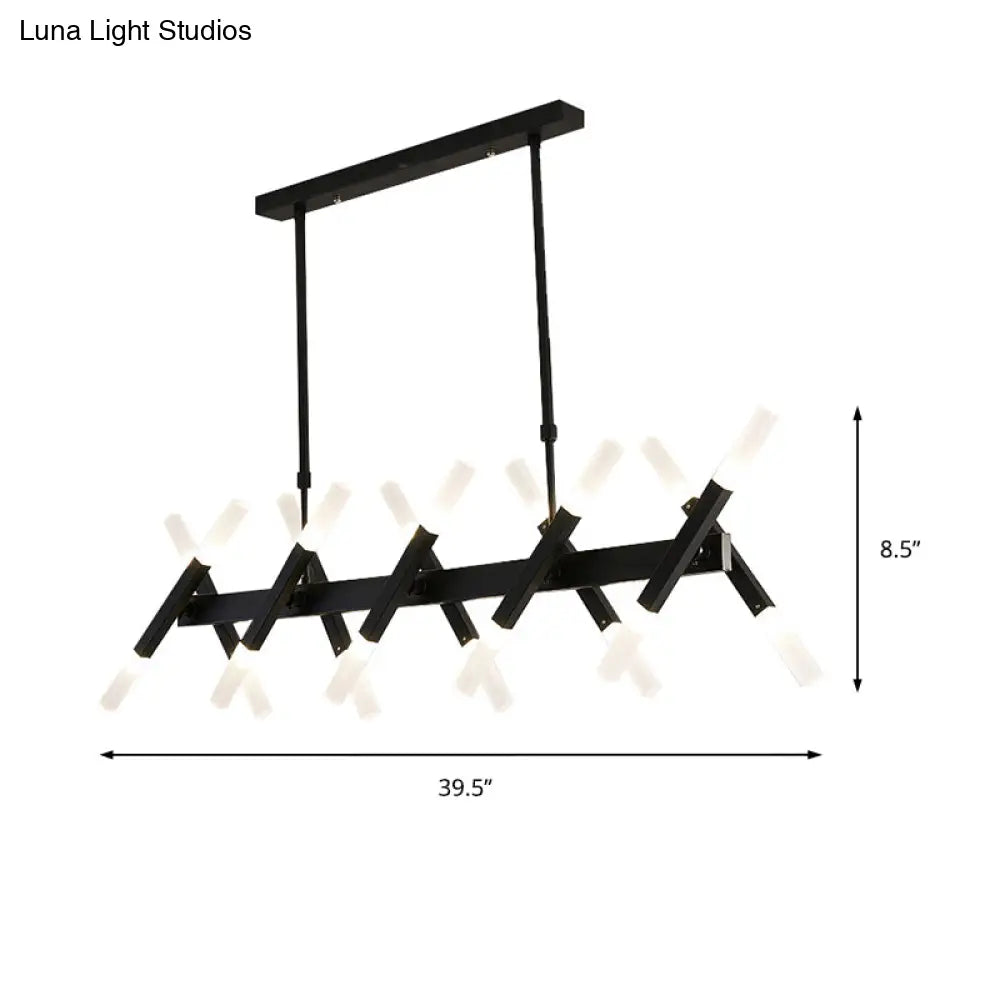 DecorBites™ Contemporary Black/Gold Island Pendant Light with Cross Iron Shade - Perfect for Living Room (16/20-Light)