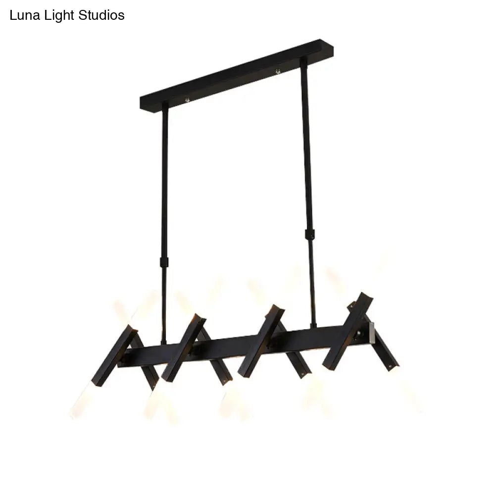 DecorBites™ Contemporary Black/Gold Island Pendant Light with Cross Iron Shade - Perfect for Living Room (16/20-Light)