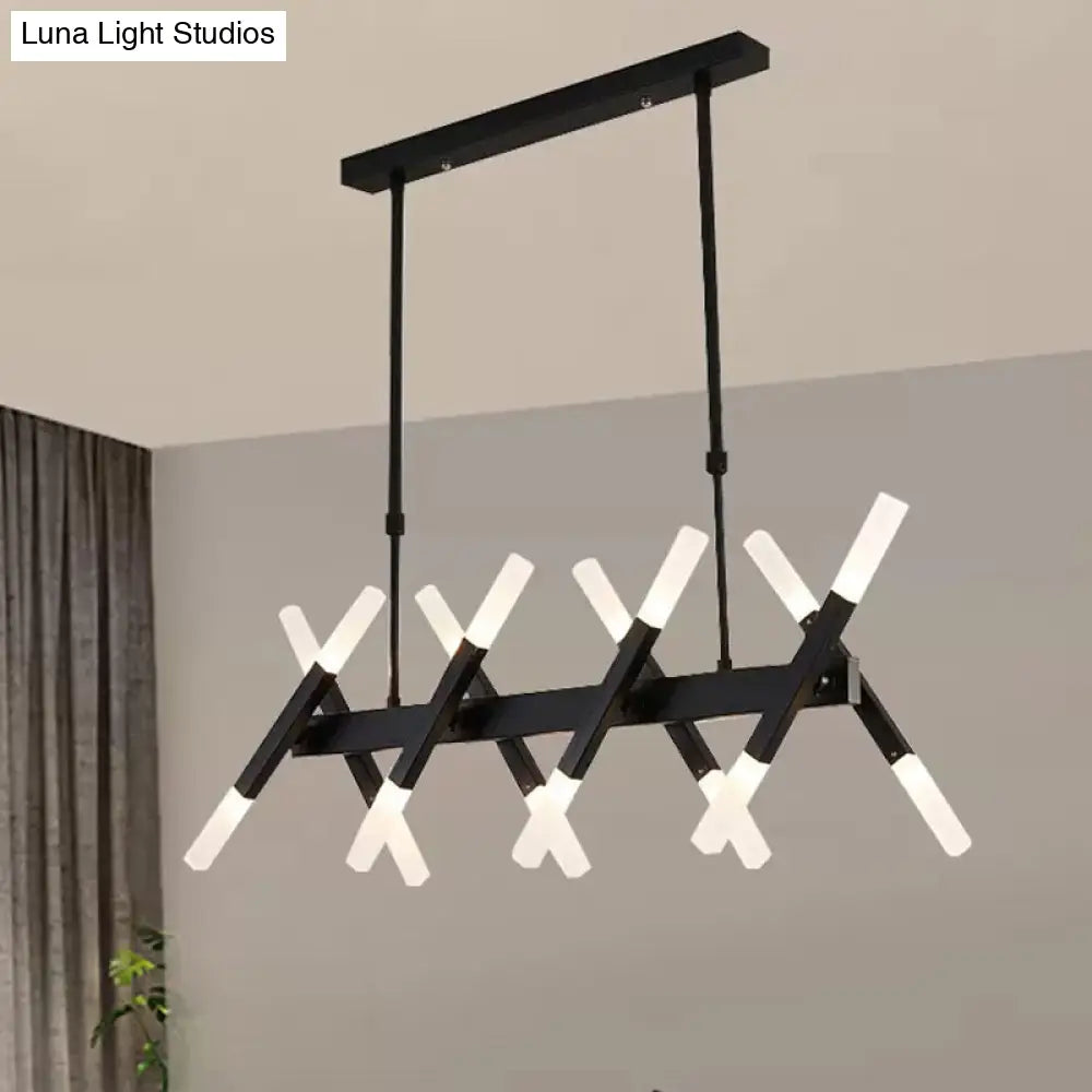 DecorBites™ Contemporary Black/Gold Island Pendant Light with Cross Iron Shade - Perfect for Living Room (16/20-Light)