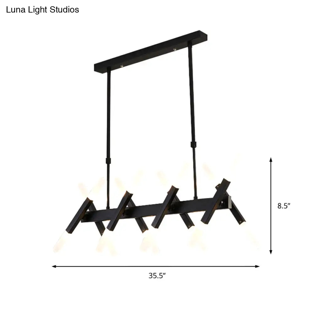 DecorBites™ Contemporary Black/Gold Island Pendant Light with Cross Iron Shade - Perfect for Living Room (16/20-Light)
