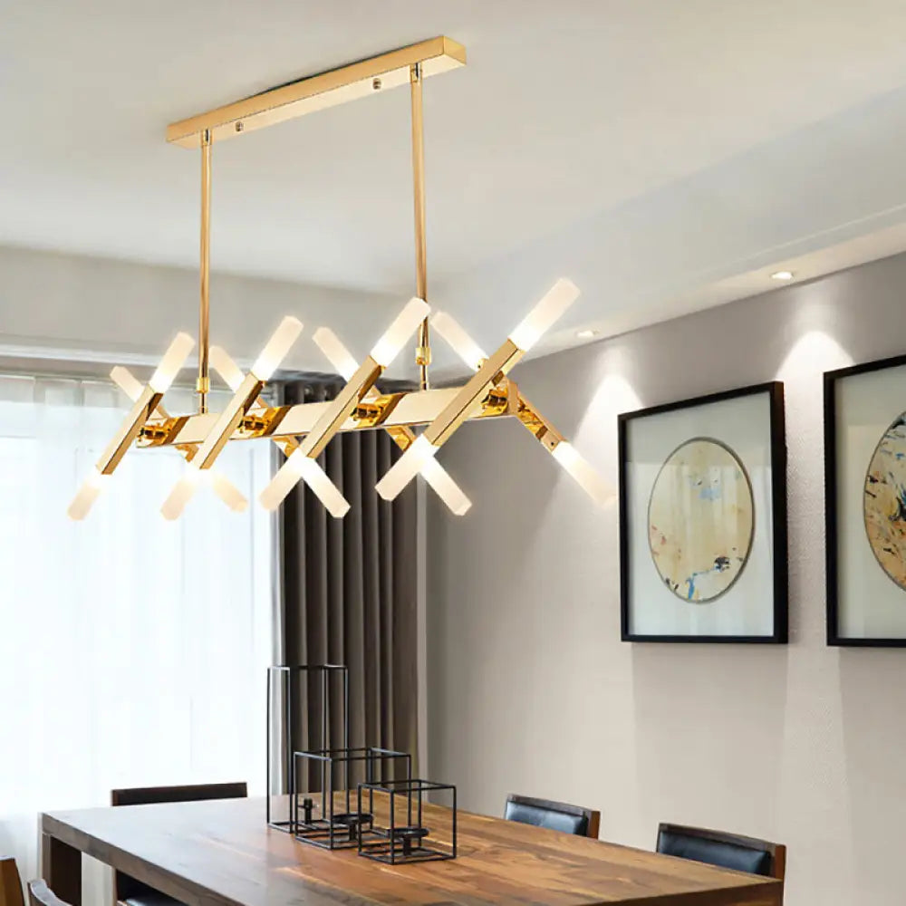 DecorBites™ Contemporary Black/Gold Island Pendant Light with Cross Iron Shade - Perfect for Living Room (16/20-Light)