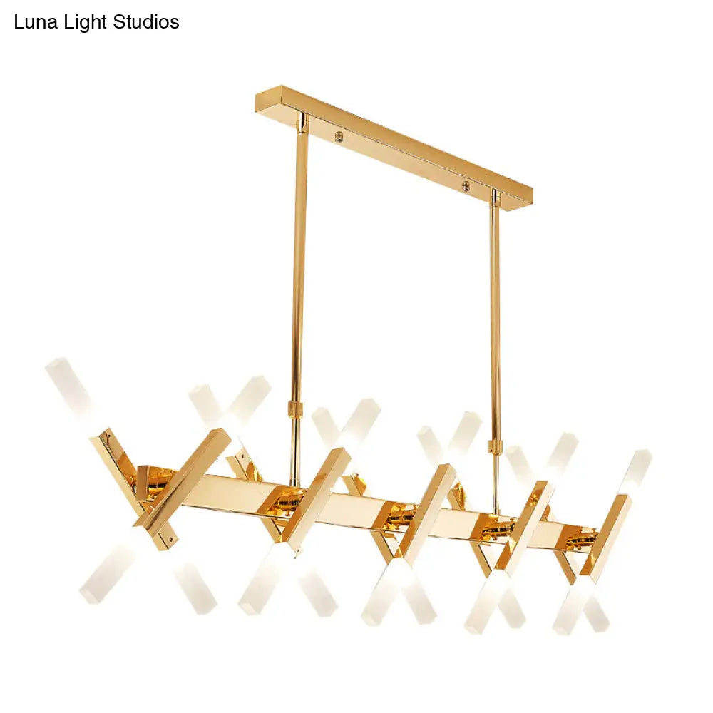 DecorBites™ Contemporary Black/Gold Island Pendant Light with Cross Iron Shade - Perfect for Living Room (16/20-Light)