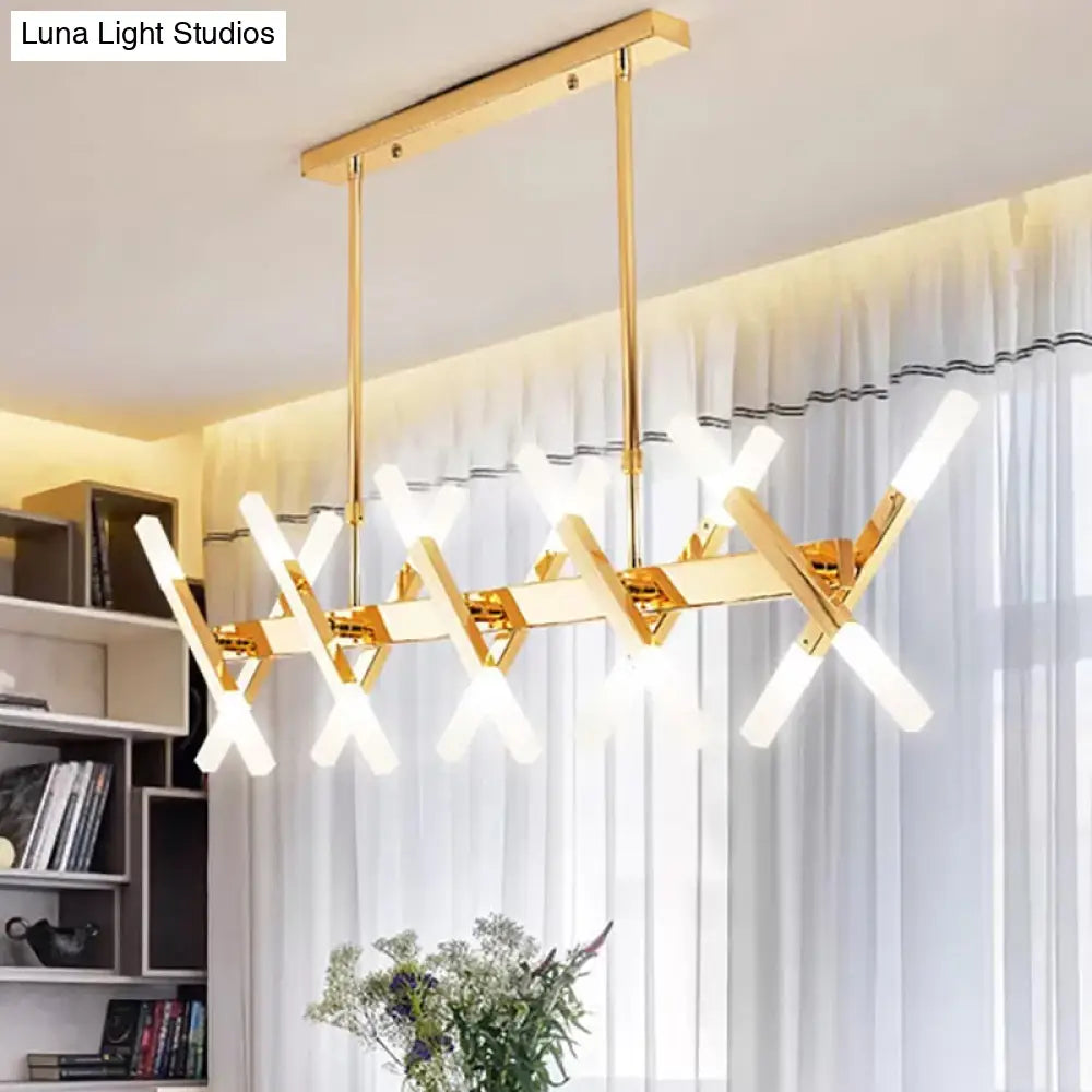 DecorBites™ Contemporary Black/Gold Island Pendant Light with Cross Iron Shade - Perfect for Living Room (16/20-Light)