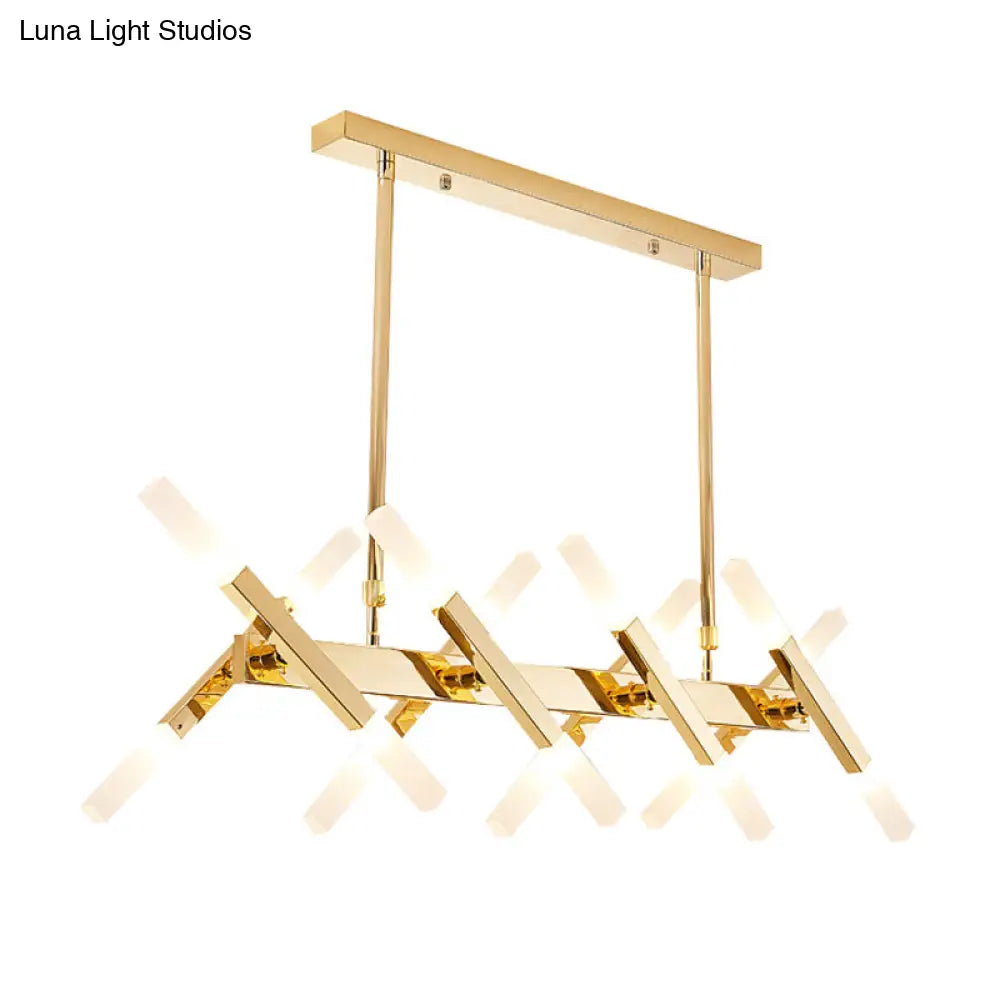 DecorBites™ Contemporary Black/Gold Island Pendant Light with Cross Iron Shade - Perfect for Living Room (16/20-Light)