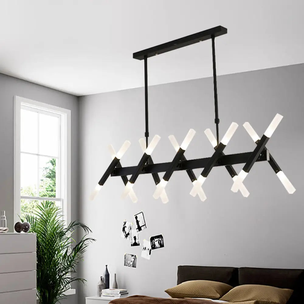 DecorBites™ Contemporary Black/Gold Island Pendant Light with Cross Iron Shade - Perfect for Living Room (16/20-Light)