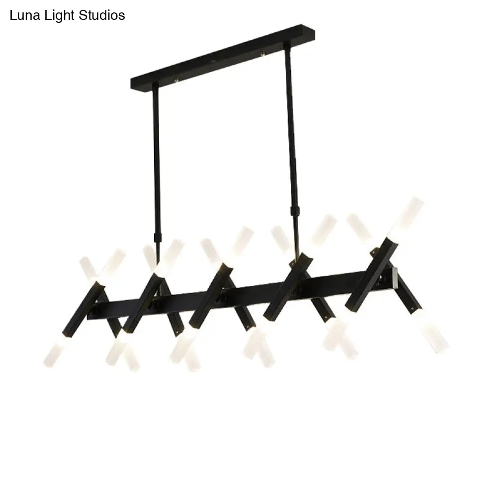 DecorBites™ Contemporary Black/Gold Island Pendant Light with Cross Iron Shade - Perfect for Living Room (16/20-Light)
