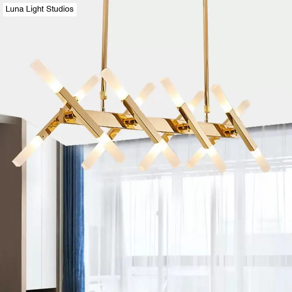 DecorBites™ Contemporary Black/Gold Island Pendant Light with Cross Iron Shade - Perfect for Living Room (16/20-Light)
