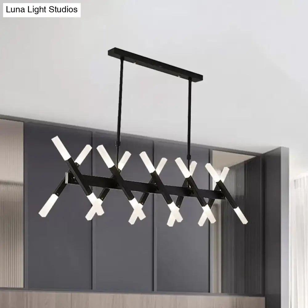 DecorBites™ Contemporary Black/Gold Island Pendant Light with Cross Iron Shade - Perfect for Living Room (16/20-Light)