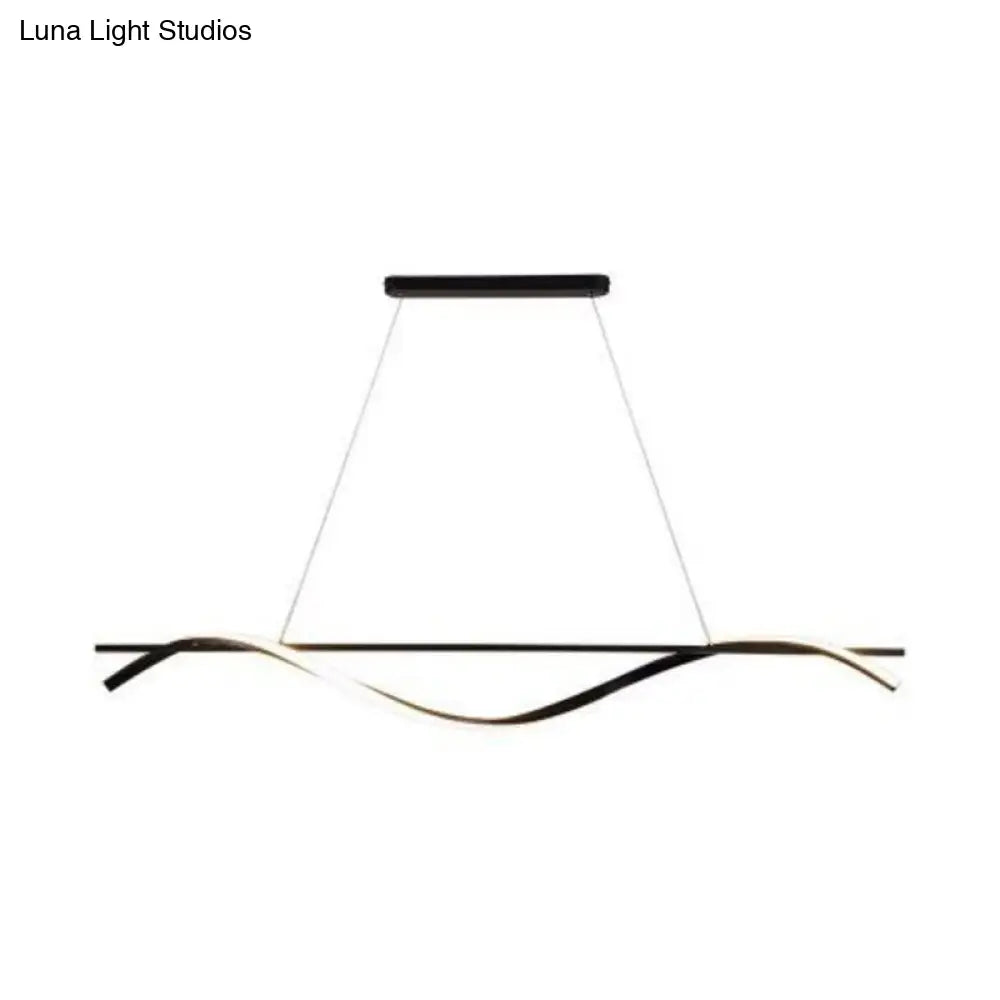 DecorBites™ Contemporary Black LED Hanging Lamp for Restaurants - Simplicity Curved Design